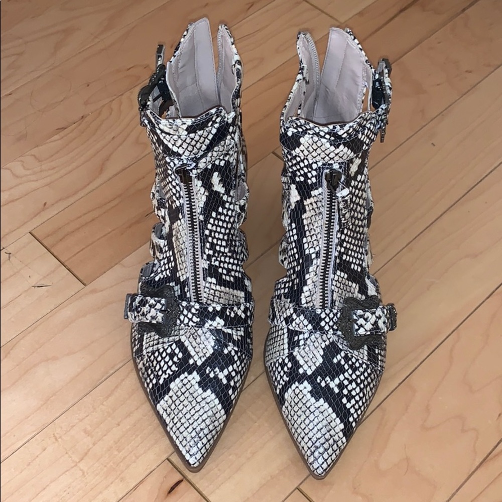Nine West snakeskin booties